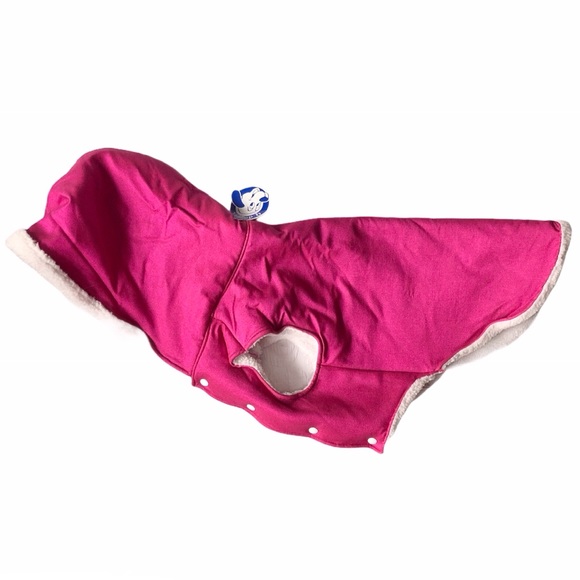 NEW Dog Coat w Hood Pink Metallic Sherpa Fleece M/L NWT - Picture 2 of 13